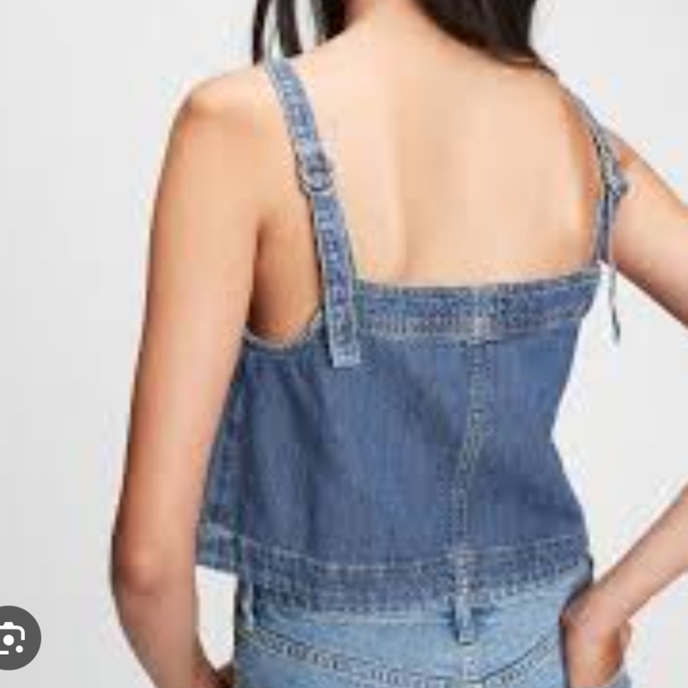 Gap Denim Crop Tank Top Sleeveless Top Size Medium - Picture 7 of 16